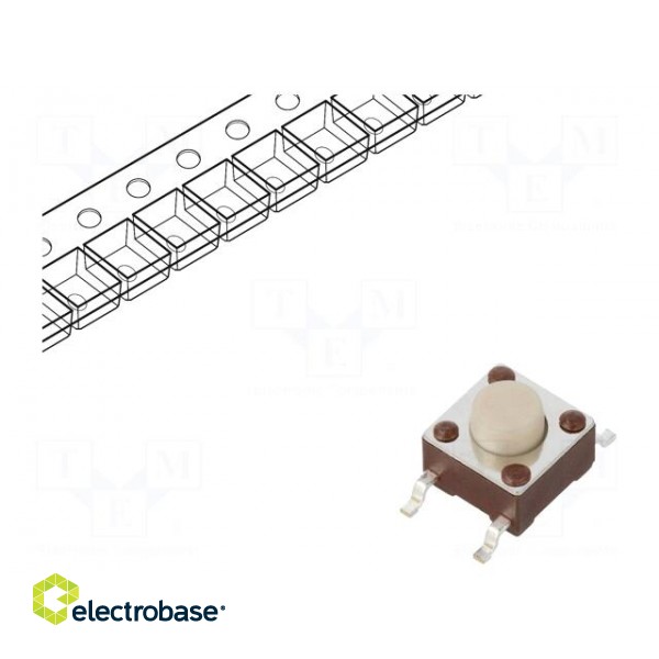 Microswitch TACT | SPST-NO | Pos: 2 | 0.05A/12VDC | SMT | none | 2.55N