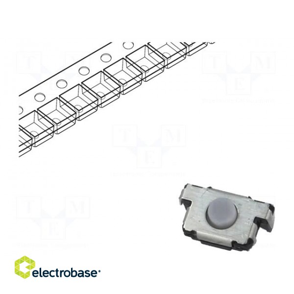 Microswitch TACT | SPST | Pos: 2 | 0.02A/12VDC | SMT | 6x3.5x3.5mm | grey