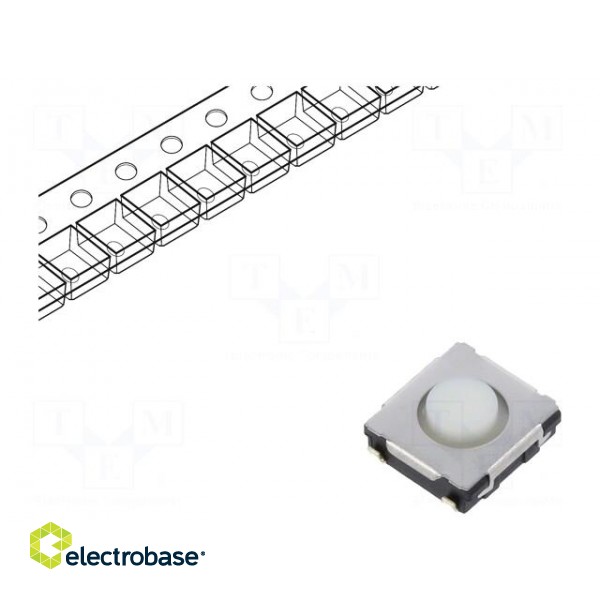 Microswitch TACT | SPST | Pos: 2 | 0.02A/15VDC | SMD | none | OFF-(ON)