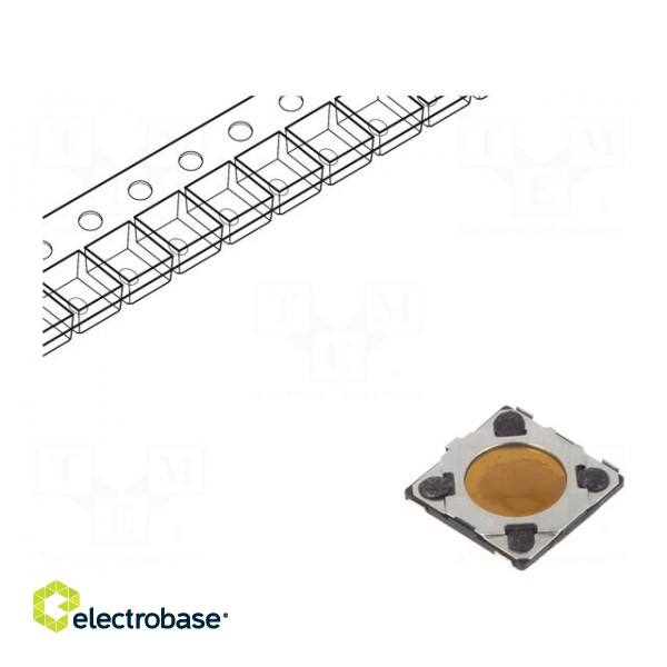 Microswitch TACT | SPST | Pos: 2 | 0.02A/15VDC | SMT | 4.1x4.1x0.35mm