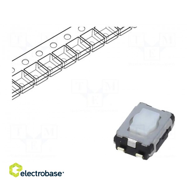 Microswitch TACT | SPST | Pos: 2 | 0.02A/15VDC | SMT | none | 2.1mm | white
