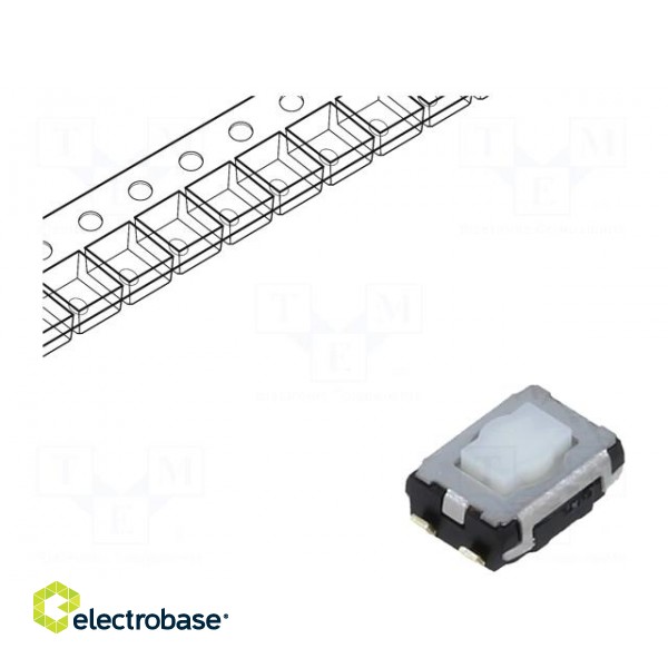 Microswitch TACT | SPST | Pos: 2 | 0.02A/15VDC | SMT | none | 2.1mm | white