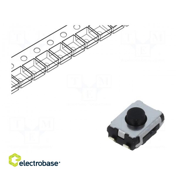 Microswitch TACT | SPST | Pos: 2 | 0.02A/15VDC | SMT | none | 2.5mm | black