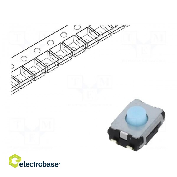 Microswitch TACT | SPST | Pos: 2 | 0.02A/15VDC | SMT | none | 2.5mm | blue