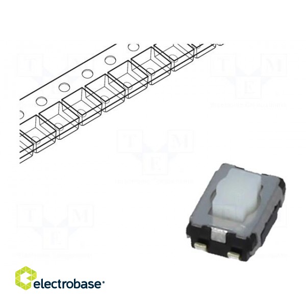 Microswitch TACT | SPST | Pos: 2 | 0.02A/15VDC | SMT | none | 2.5mm | white