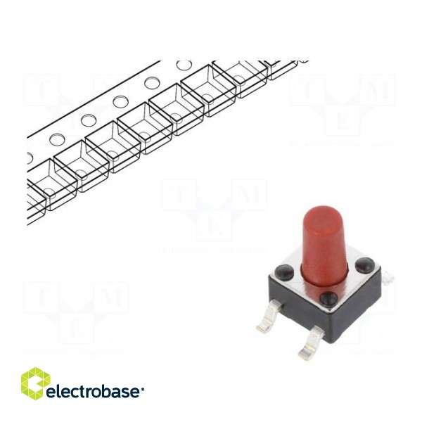 Microswitch TACT | SPST | Pos: 2 | 0.05A/12VDC | SMD | none | 1.57N | 7mm