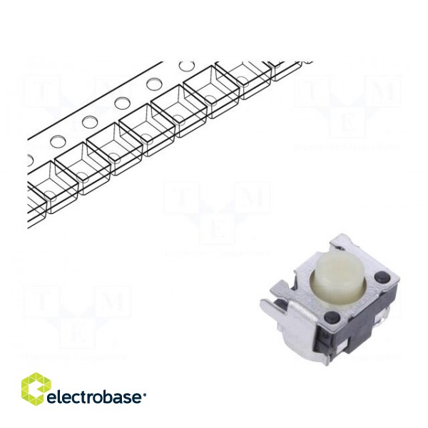 Microswitch TACT | SPST | Pos: 2 | 0.05A/12VDC | SMT | 1.6N | 3.4mm | round