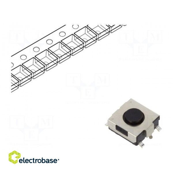 Microswitch TACT | SPST | Pos: 2 | 0.05A/12VDC | SMT | 1N | 6.5x6.2x2.6mm