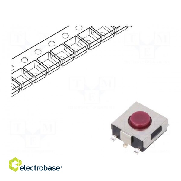 Microswitch TACT | SPST | Pos: 2 | 0.05A/12VDC | SMT | 2.4N | 3.1mm | round