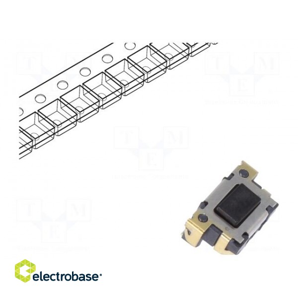 Microswitch TACT | SPST | Pos: 2 | 0.05A/12VDC | SMT | 2.4N | 3mm | black