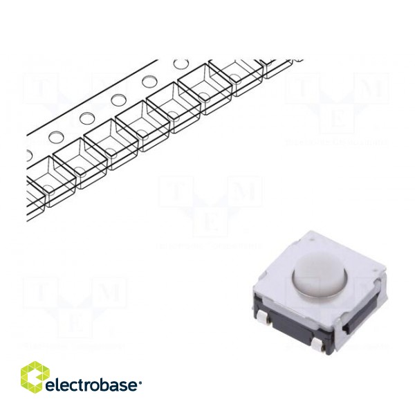 Microswitch TACT | SPST | Pos: 2 | 0.05A/12VDC | SMT | 2.5N | 3.4mm | round