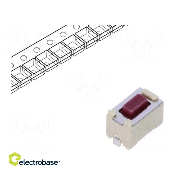 Microswitch TACT | SPST | Pos: 2 | 0.05A/12VDC | SMT | 2.6N | 6x3.5x3.5mm