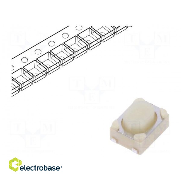 Microswitch TACT | SPST | Pos: 2 | 0.05A/16VDC | SMT | 1.6N | 2.6mm | grey