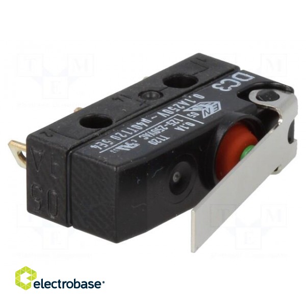 Microswitch SNAP ACTION | 0.1A/250VAC | with lever | SPDT | ON-(ON) image 1