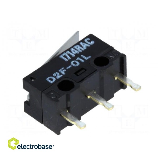 Microswitch SNAP ACTION | 0.1A/30VDC | with lever | SPDT | ON-(ON) image 4