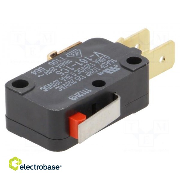 Microswitch SNAP ACTION | 16A/250VAC | 0.3A/250VDC | with lever image 1