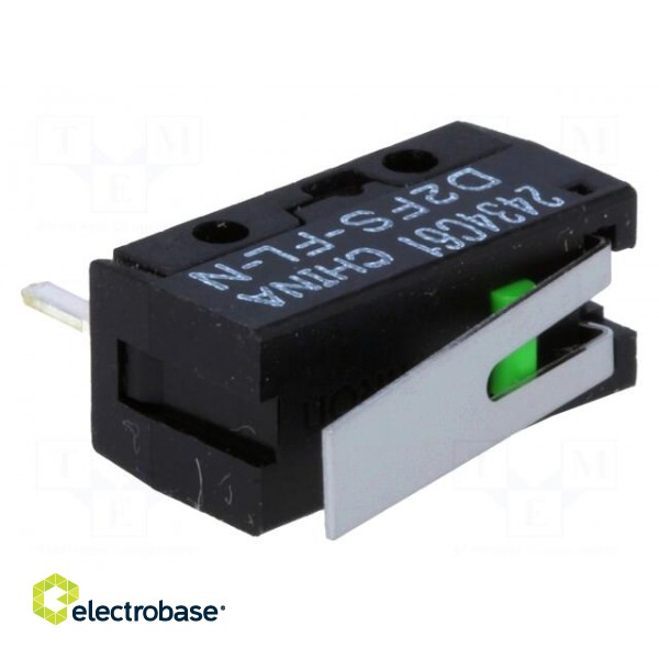 Microswitch SNAP ACTION | 0.1A/6VDC | with lever | SPST-NO | Pos: 2 paveikslėlis 1