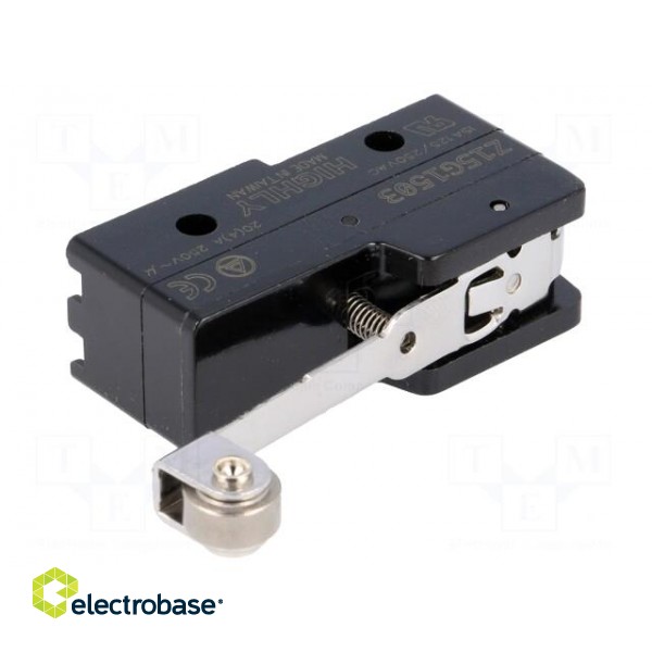 Microswitch SNAP ACTION | 20A/250VAC | with lever (with roller) image 1