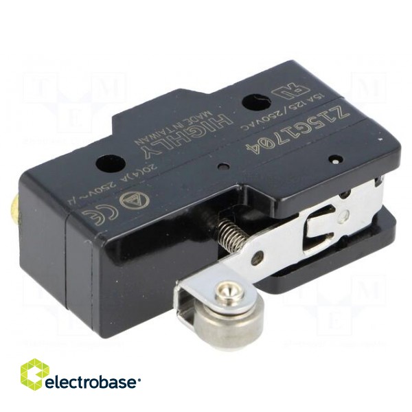 Microswitch SNAP ACTION | 20A/250VAC | with lever (with roller) image 1