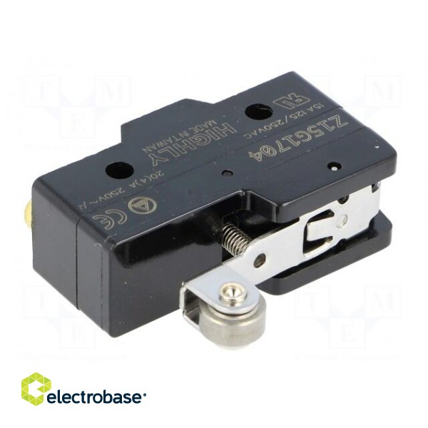 Microswitch SNAP ACTION | 20A/250VAC | with lever (with roller) image 2
