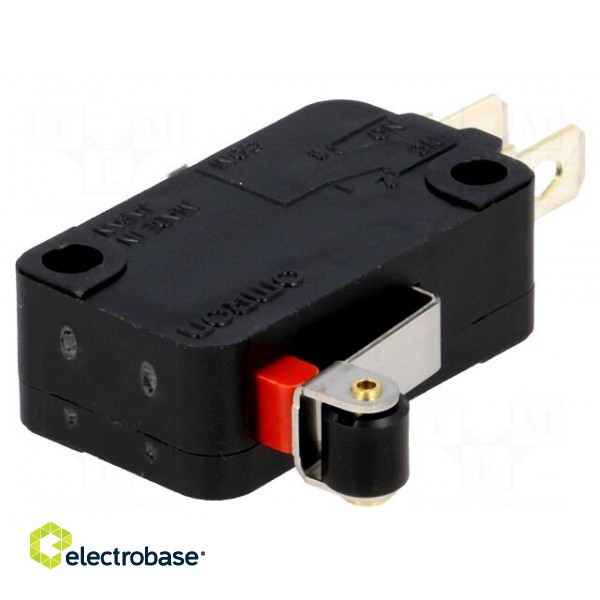 Microswitch SNAP ACTION | 5A/250VAC | with lever (with roller) image 1