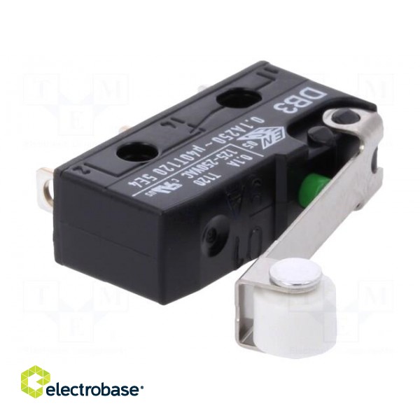 Microswitch SNAP ACTION | with roller | SPDT | 0.1A/250VAC | ON-(ON) image 1