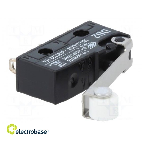 Microswitch SNAP ACTION | 10A/250VAC | 0.1A/80VDC | with roller paveikslėlis 1