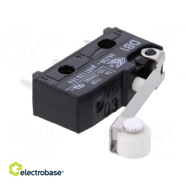 Microswitch SNAP ACTION | 6A/250VAC | 0.1A/80VDC | with roller image 1