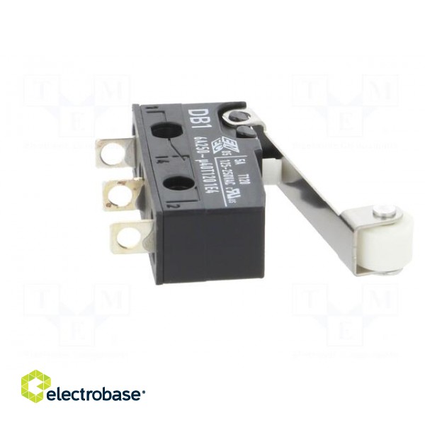 Microswitch SNAP ACTION | 6A/250VAC | 0.1A/80VDC | with roller paveikslėlis 9