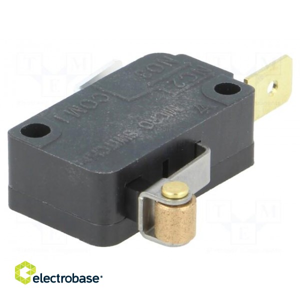 Microswitch SNAP ACTION | with roller | SPST | 5A/125VAC | ON-(OFF) paveikslėlis 1