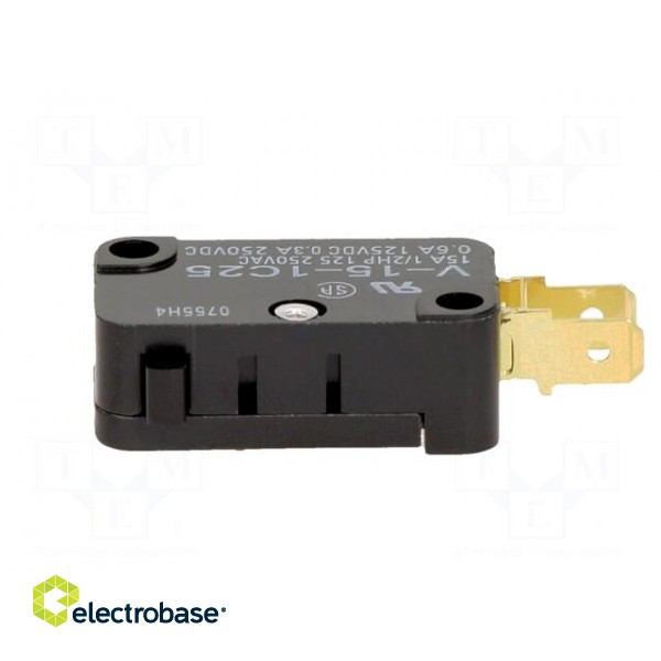 Microswitch SNAP ACTION | 15A/250VAC | 0.6A/125VDC | without lever image 3