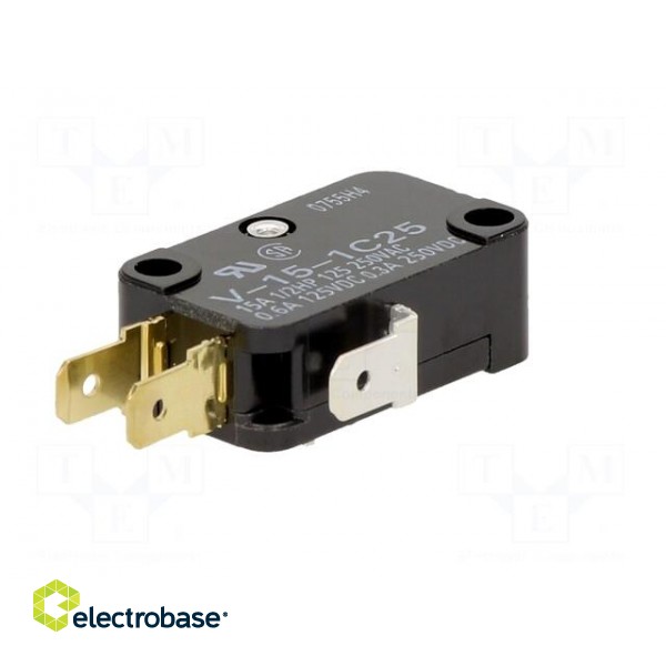 Microswitch SNAP ACTION | 15A/250VAC | 0.6A/125VDC | without lever image 6