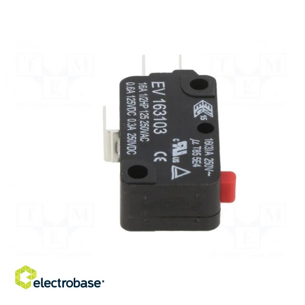 Microswitch SNAP ACTION | 16A/250VAC | 0.6A/125VDC | without lever paveikslėlis 9