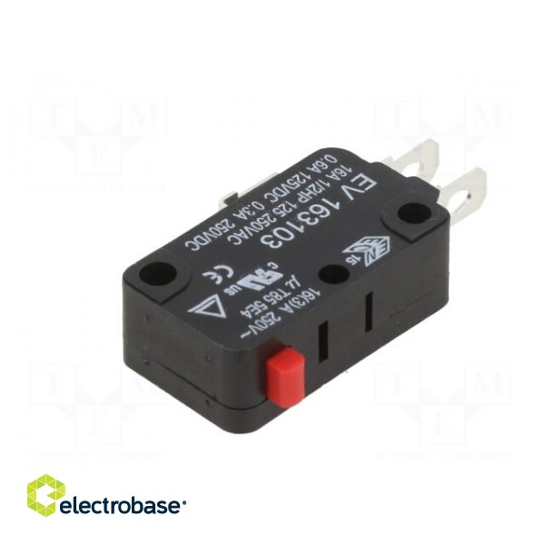 Microswitch SNAP ACTION | 16A/250VAC | 0.6A/125VDC | without lever paveikslėlis 2