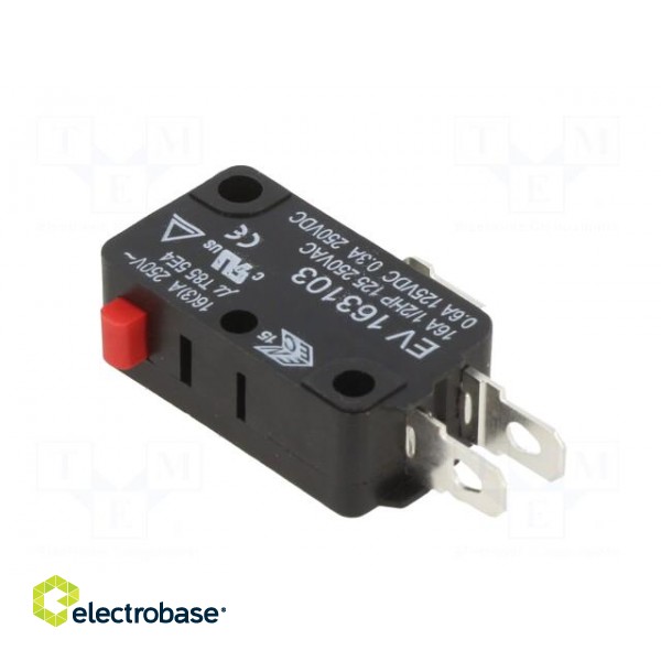 Microswitch SNAP ACTION | 16A/250VAC | 0.6A/125VDC | without lever paveikslėlis 4