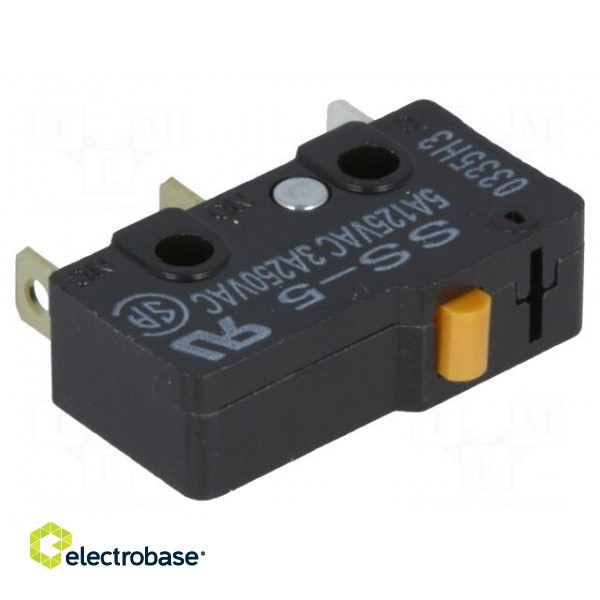 Microswitch SNAP ACTION | 5A/125VAC | without lever | SPDT | ON-(ON) paveikslėlis 1