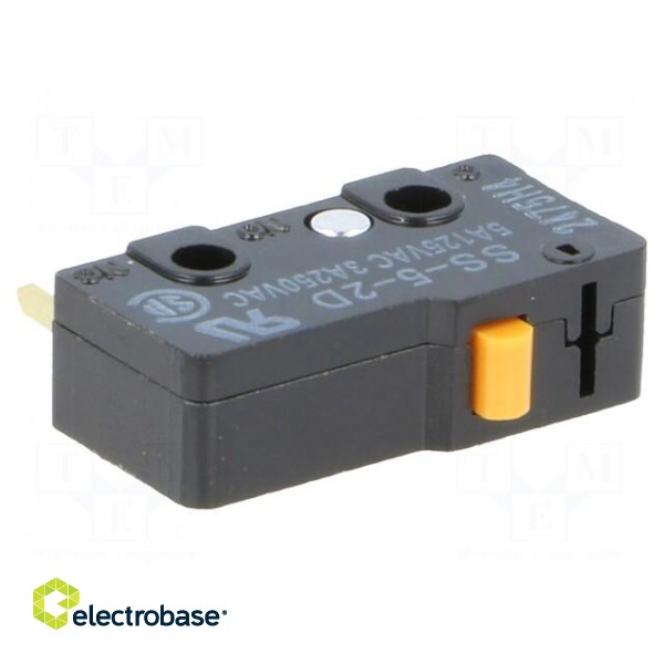Microswitch SNAP ACTION | 5A/125VAC | without lever | SPST-NC | IP40 paveikslėlis 1