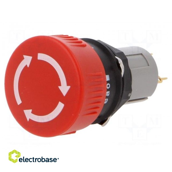 Switch: emergency stop | 16mm | Stabl.pos: 2 | NC x2 | red | none | IP65 image 1