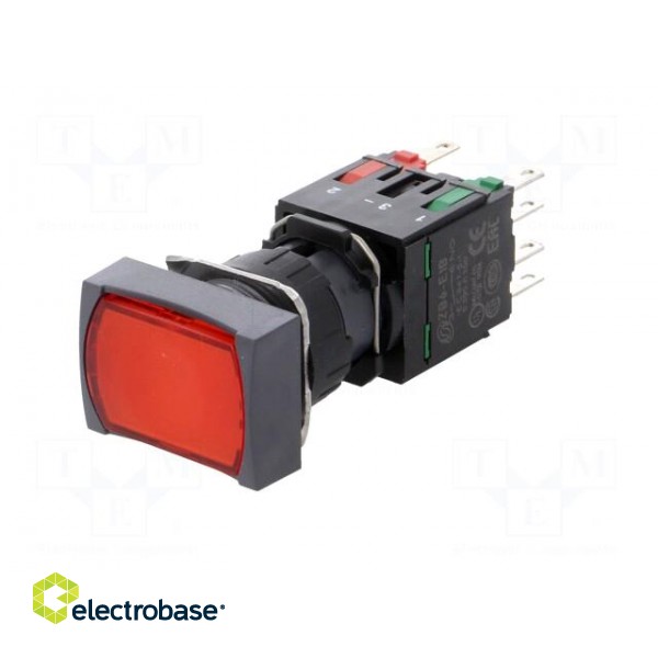 Switch: push-button | Stabl.pos: 1 | NC + NO | 16mm | red | LED | 12÷24VDC фото 2