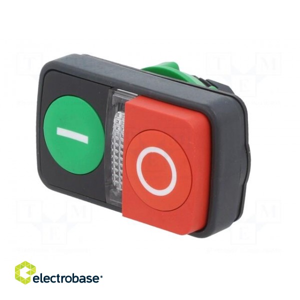 Switch: double | 22mm | Stabl.pos: 1 | green/red | IP20 | flat + convex фото 2