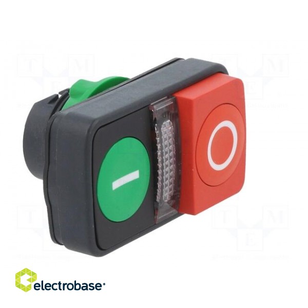 Switch: double | 22mm | Stabl.pos: 1 | green/red | IP20 | flat + convex фото 8