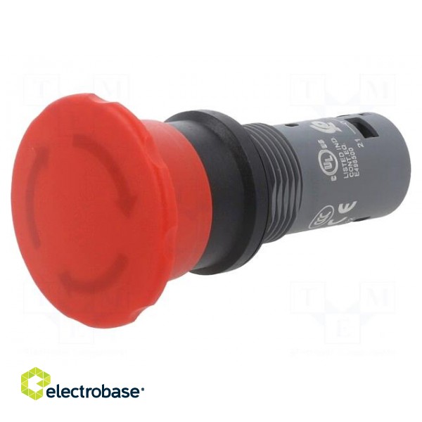 Switch: emergency stop | 22mm | Stabl.pos: 2 | NC | red | Pos: 2 | -25÷70°C image 1