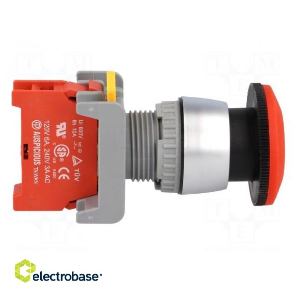 Switch: emergency stop | Stabl.pos: 2 | NC | 3A/230VAC | 22mm | red | IP65 фото 7