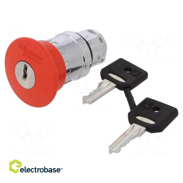 Switch: emergency stop with key | Stabl.pos: 2 | 22mm | red | IP66 image 1