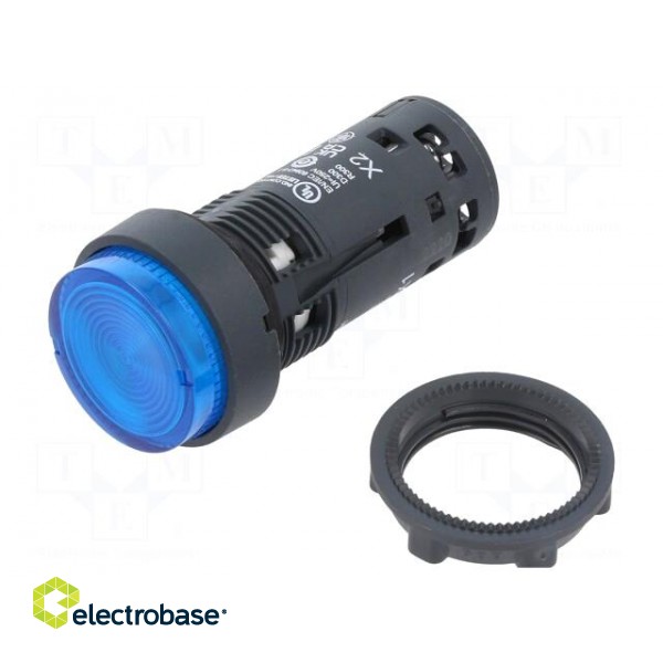 Switch: push-button | 22mm | Stabl.pos: 1 | NO | blue | LED | 24V | IP65 image 1