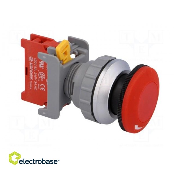 Switch: emergency stop | 30mm | Stabl.pos: 2 | NC | red | IP65 | XLEB30 image 8