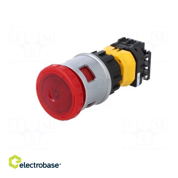 Switch: emergency stop | 30mm | Stabl.pos: 2 | NC + NO | red | LED | 24V image 2