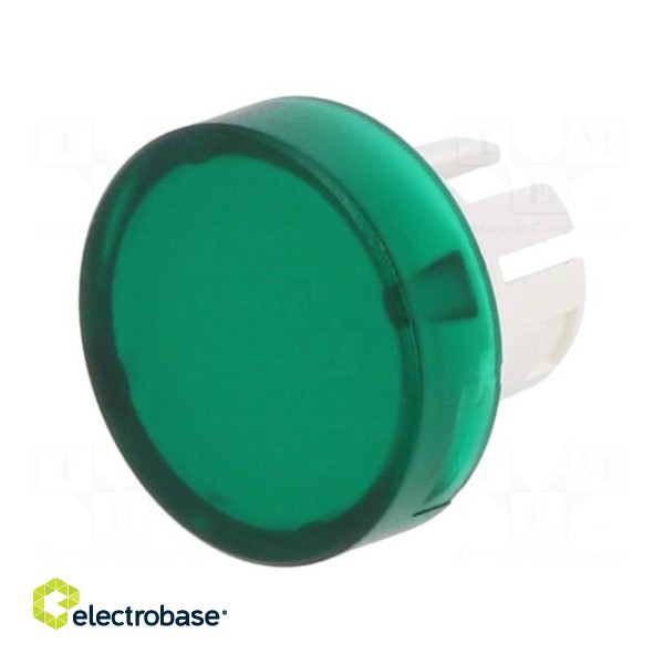 Actuator lens | 22mm | 61 | transparent,green | plastic | Ø15.8mm