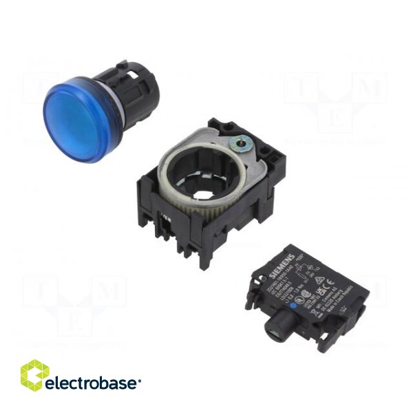 Control lamp | 22mm | -25÷70°C | Illumin: LED | Ø22mm | IP67 | 24VAC | blue image 1