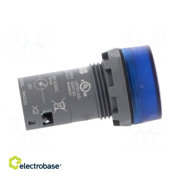 Control lamp | 22mm | CL2 | -25÷70°C | Illumin: LED | Ø22mm | 24VAC | blue paveikslėlis 7